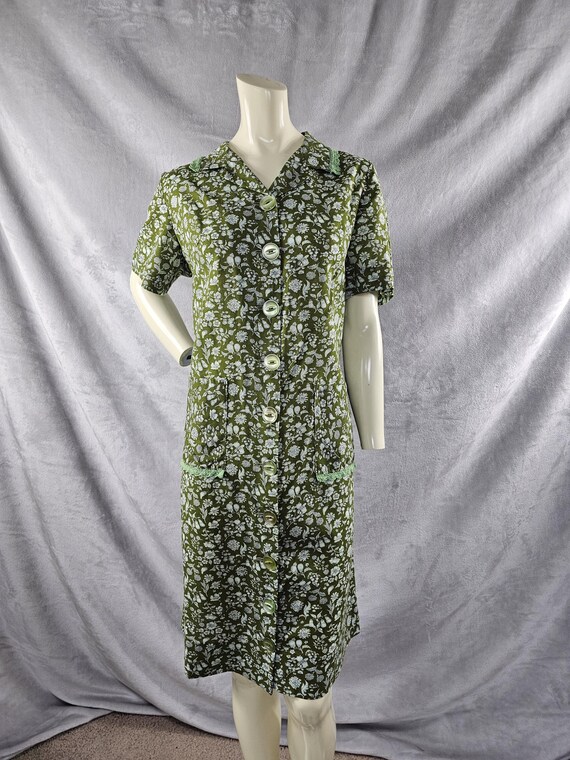 Vintage 1960s Green Floral Cotton Shift Dress - Etsy Vintage 1960s Green Floral Cotton Shift Dress - Etsy