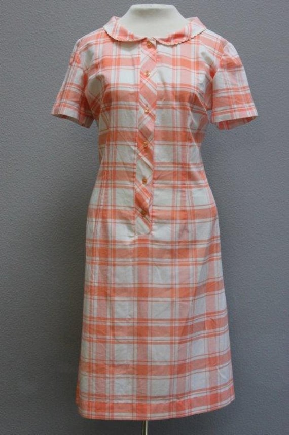 1960s Vintage Plaid Cotton Shift Dress