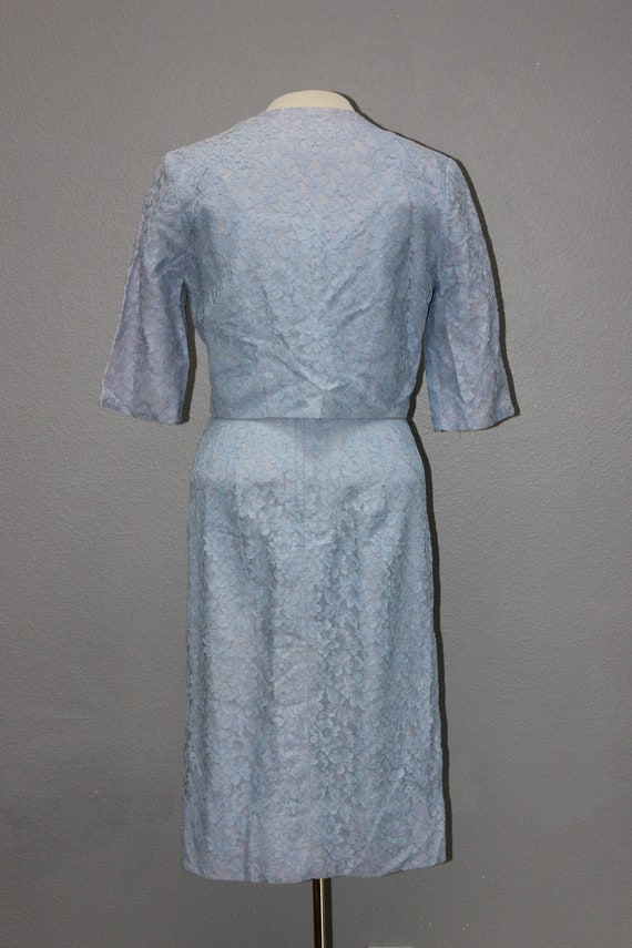 Adorable Vintage 1950s Blue Lace Dress Suit - image 3