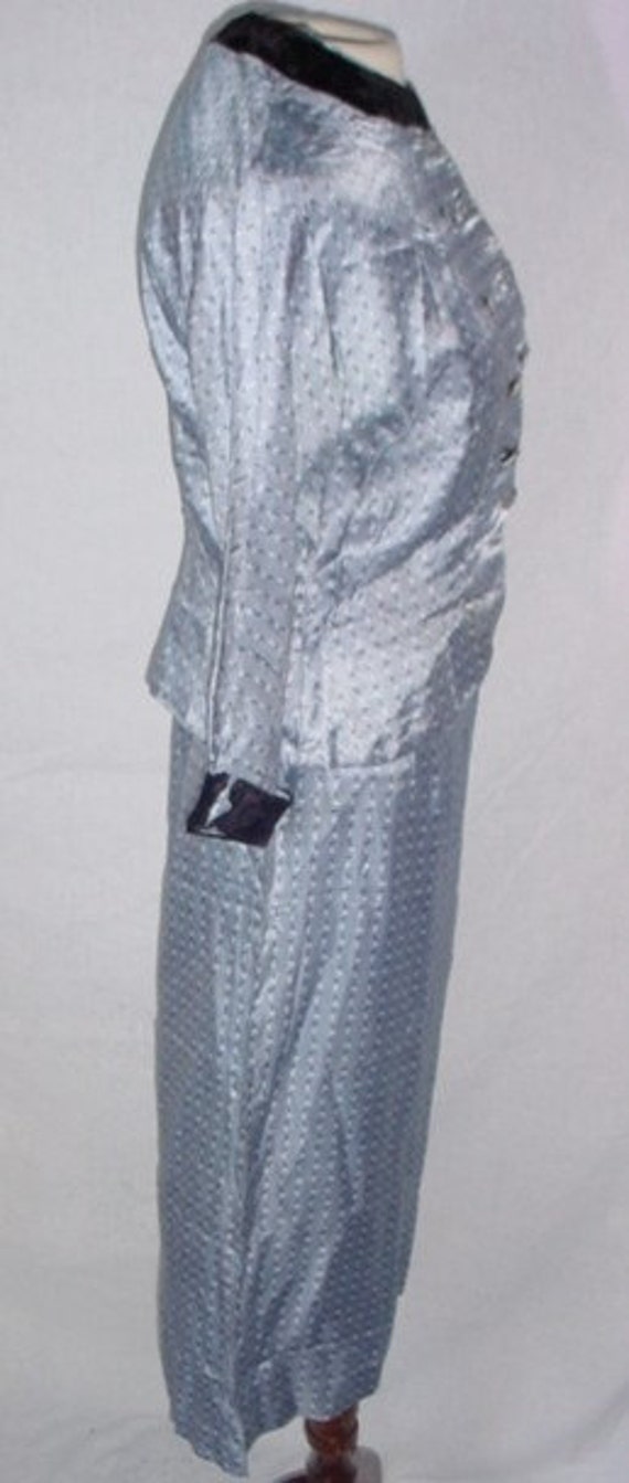Vintage 1940s WWII Blue/Black/White Silk Skirt Su… - image 5