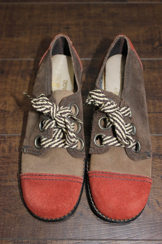 Vintage 1960s Brown Suede Children Shoes 1B - image 2