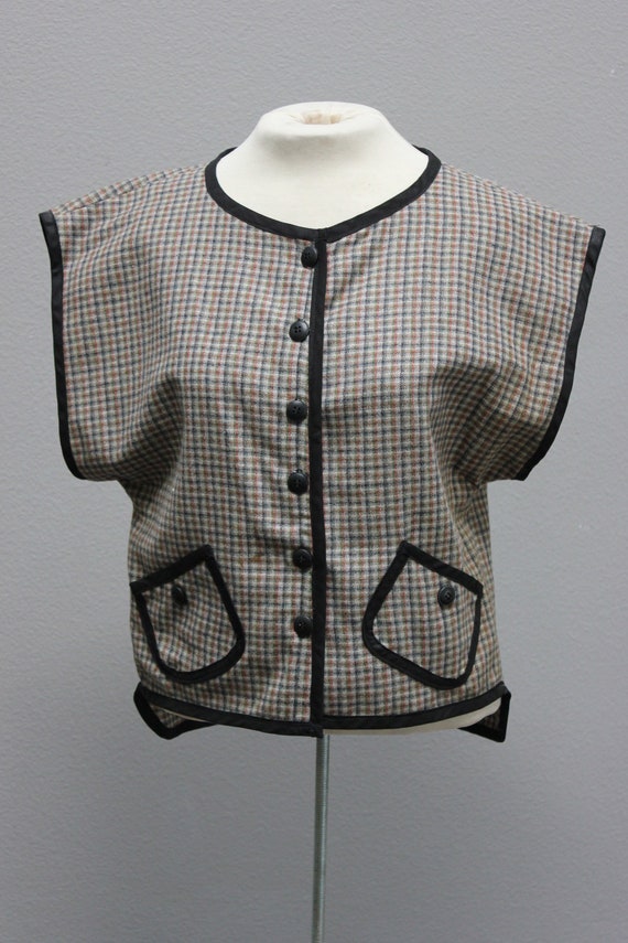 1950s Vintage Plaid Wool Vest/Smock - image 1