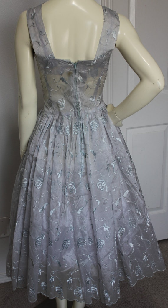 Vintage Embroidered Organza Bouffant Party Dress - image 4