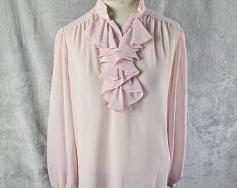 Romantic Ruffled Pink Vintage Blouse