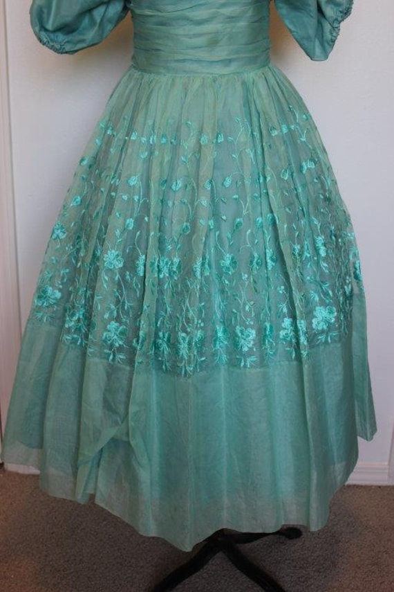 Seafoam Embroidered Organza Formal Gown - image 5