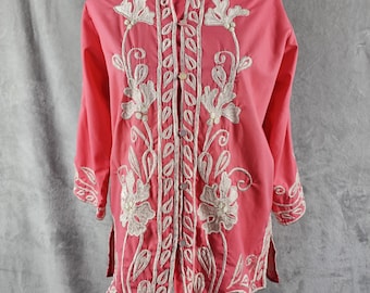 Peach Embroidered Gayabara Shirt