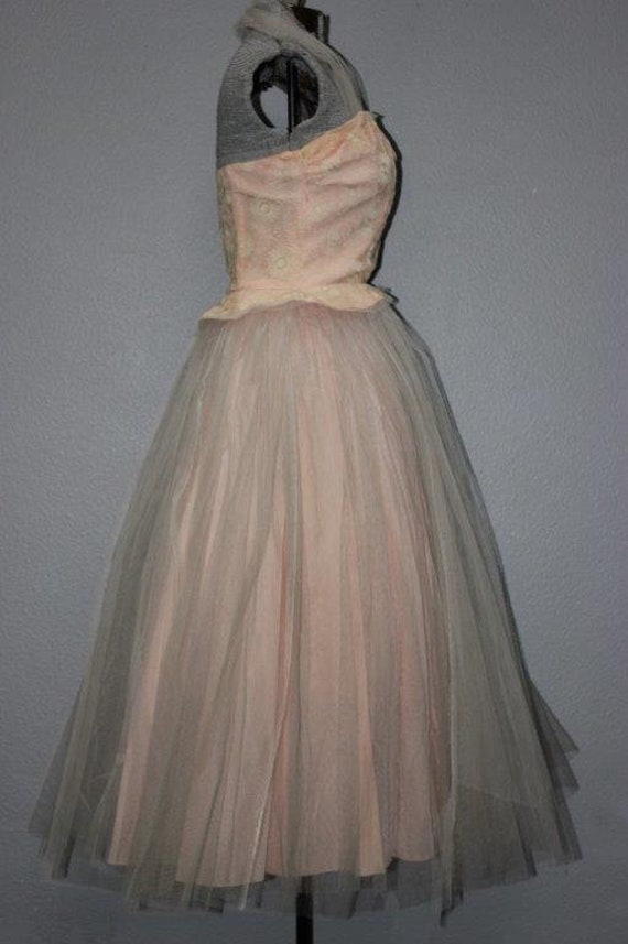 1950s Strapless Lorrie Deb Tulle Prom Dress - image 4