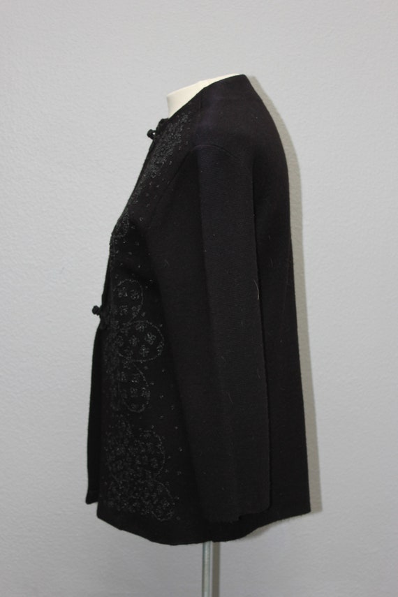 Gorgeous Black Vintage Beaded Cardigan - image 2