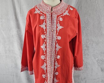 Vintage Red Ethnic Embroidered Tunic