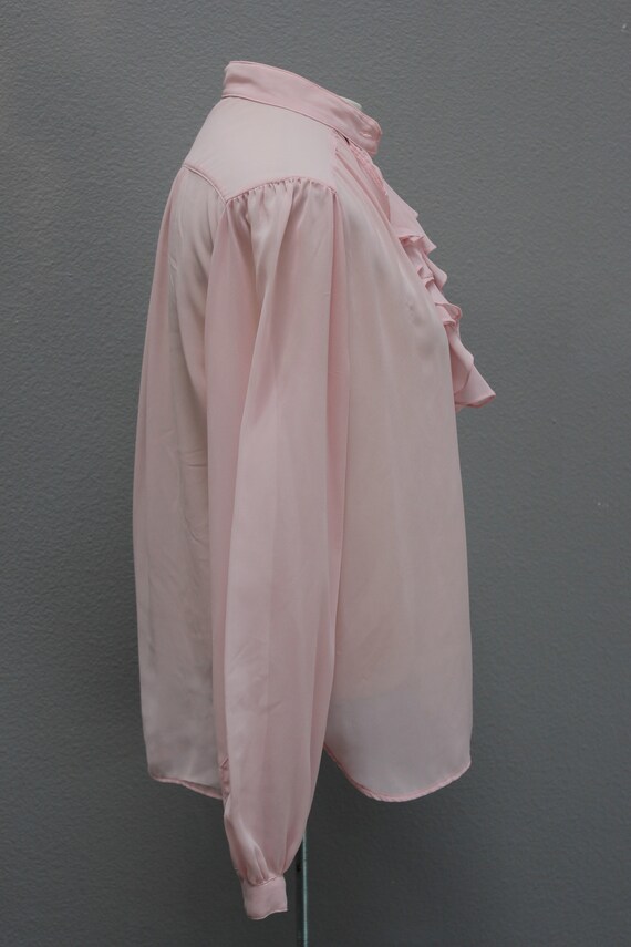 Romantic Ruffled Pink Vintage Blouse - image 3