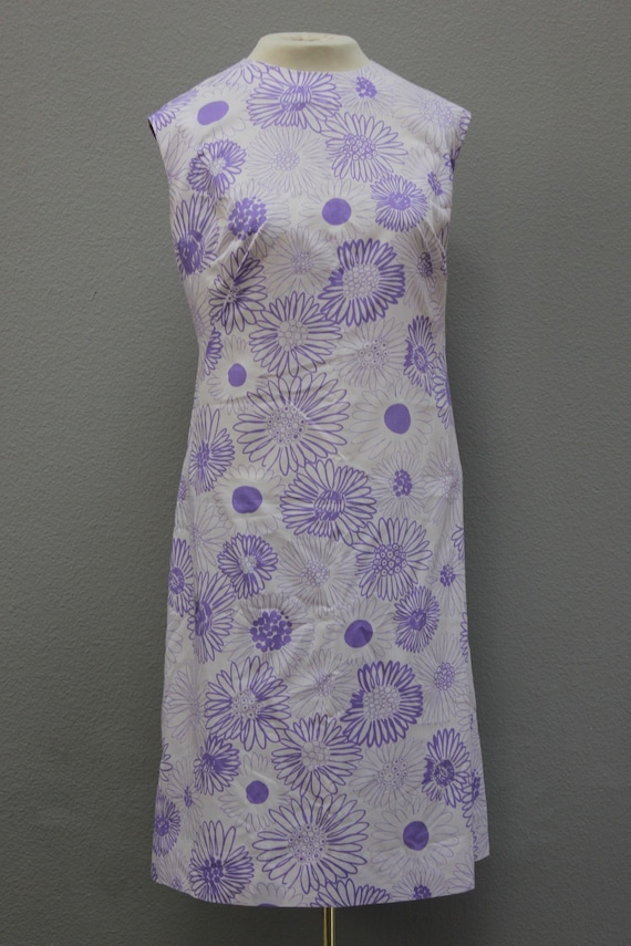 Vintage 1960s Purple Retro Cotton Shift Sundress - image 1