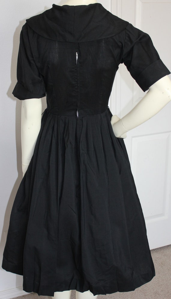 Vintage Black 1950s Shirtwaist Dress - image 3