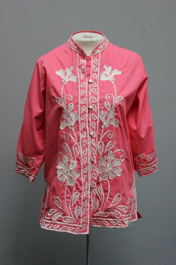 Peach Embroidered Gayabara Shirt