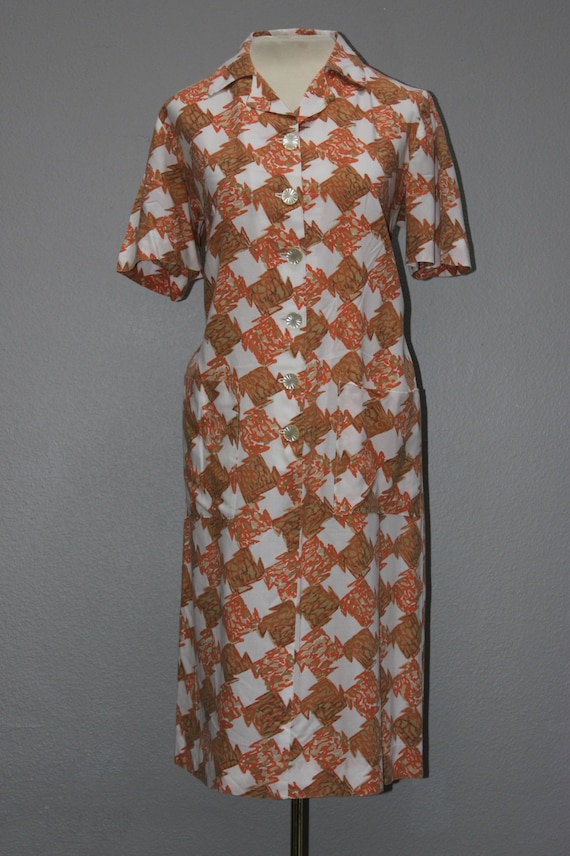 Vintage 1960s Abstract Printed Cotton Shift Dress