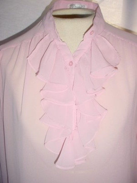 Romantic Ruffled Pink Vintage Blouse - image 2
