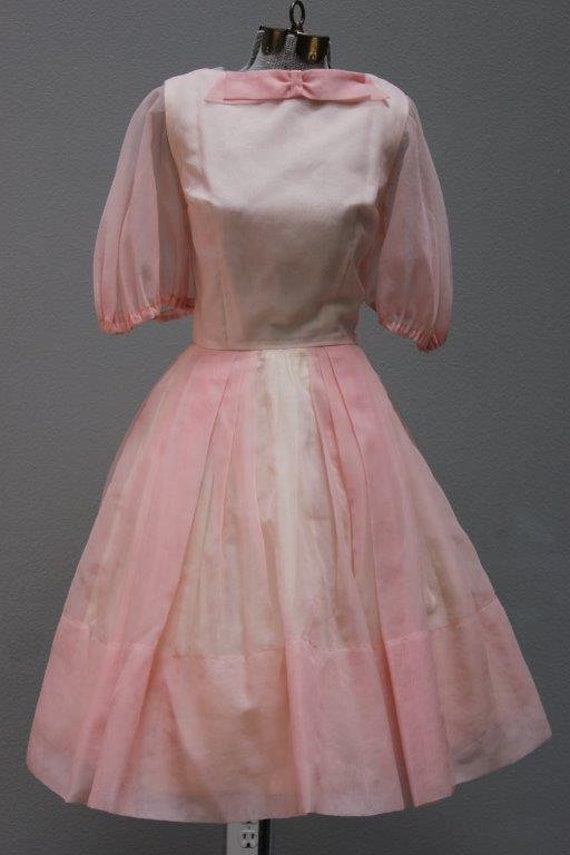 Delectable 1950s Pink Chiffon Party Dress
