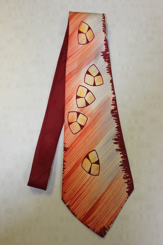 Vintage 1940s Hand Painted Wide Swing Tie