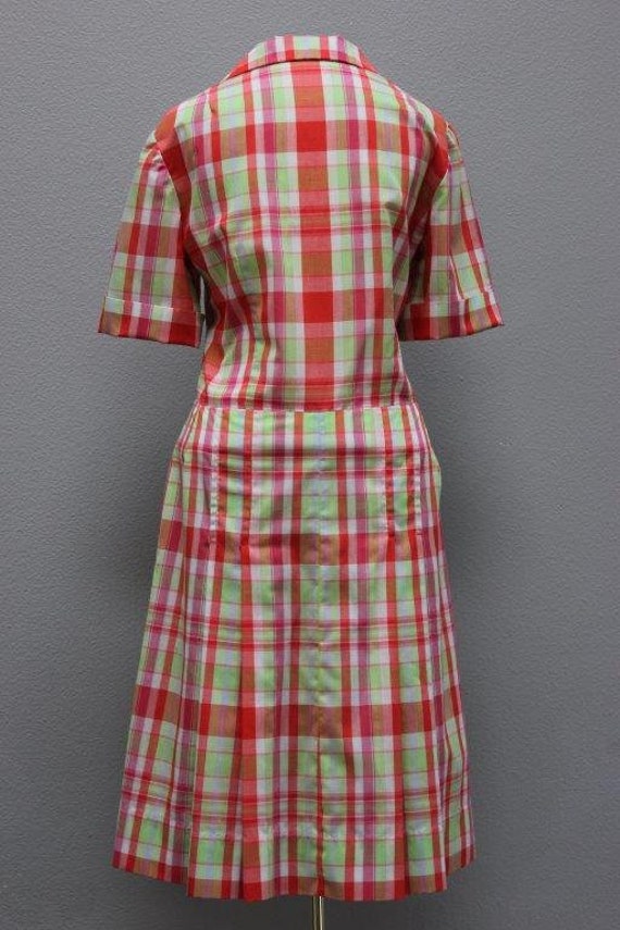 Plaid Cotton 1950's Dropped Waist Dress - image 3