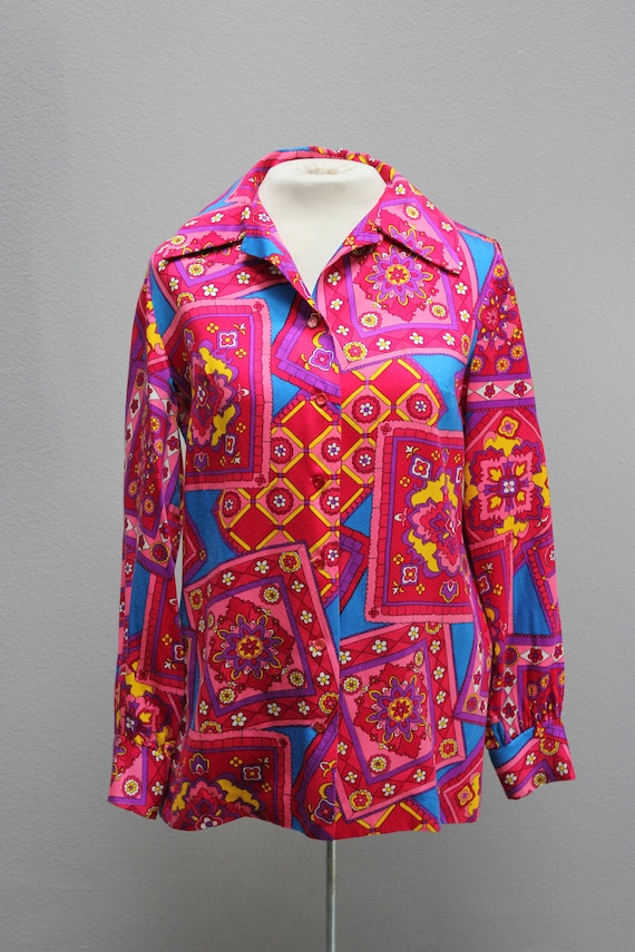 Vibrant Vintage 1960s Floral Blouse