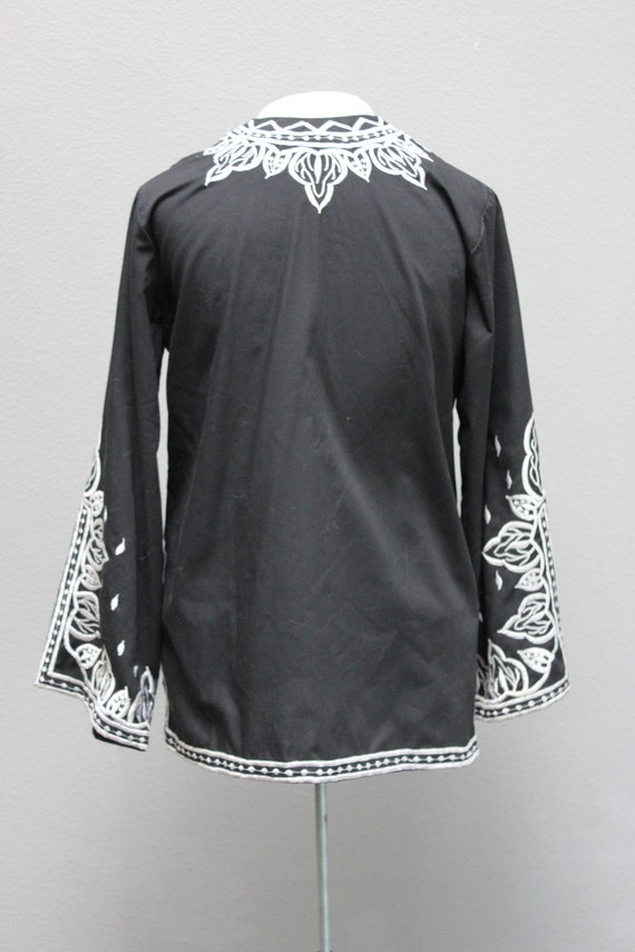 Stunning Vintage Black Embroidered Tunic - image 3