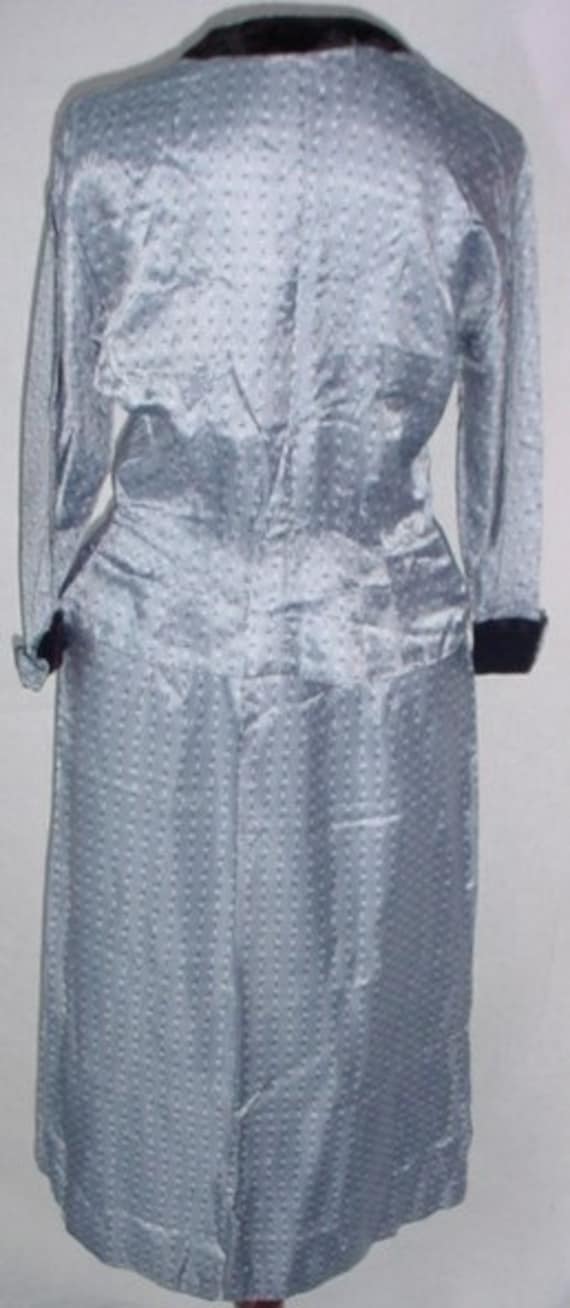 Vintage 1940s WWII Blue/Black/White Silk Skirt Su… - image 4