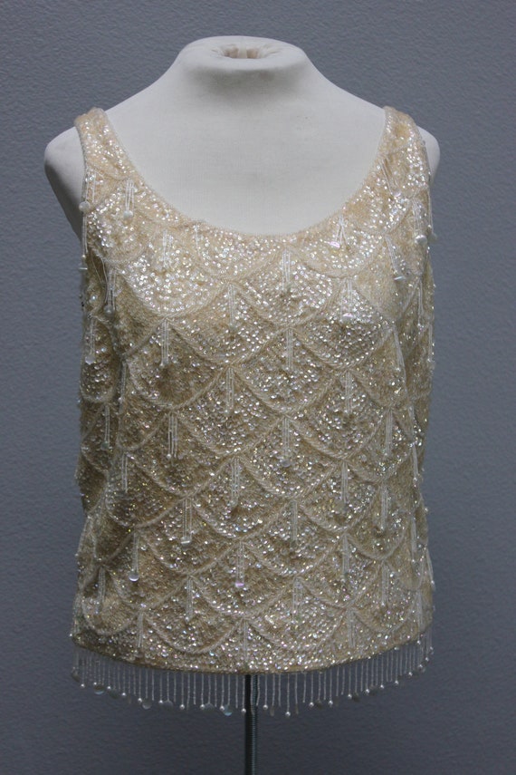 Sequined & Beaded Saks Fifth Ave Sweater Shell