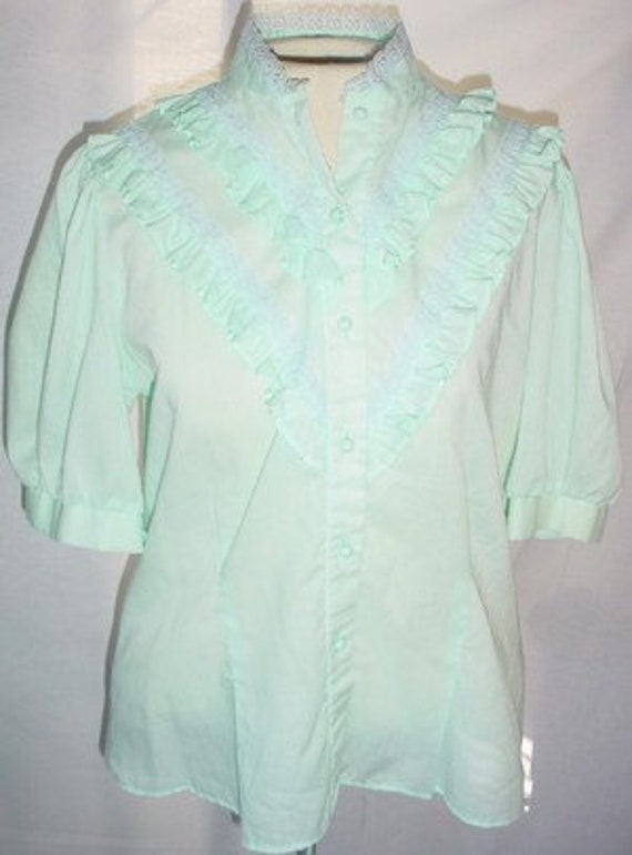 1970’s Mint Green Cotton Prairie Blouse