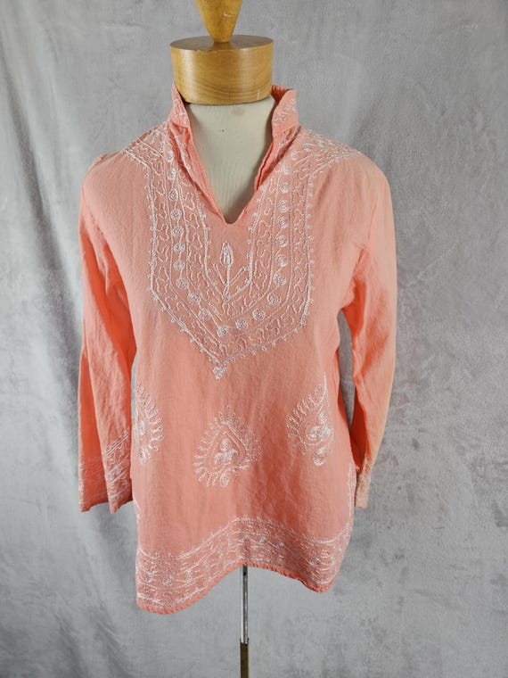 Vintage 1970s Melon Embroidered Tunic