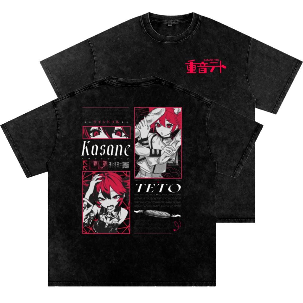 Vocaloid Kasane Teto V2 Washed Oversized Cotton T-shirt - Etsy