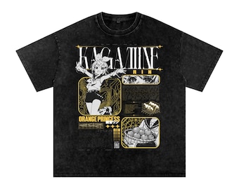 Vocaloid Rin Kagamine T-Shirt, Washed Cotton Oversized Tee