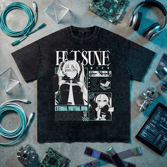 Vocaloid Hatsune Miku Premium Washed Oversized Cotton T-shirt - Etsy