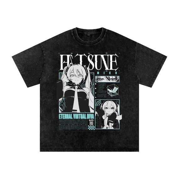 Vocaloid Hatsune Miku Premium Washed Oversized Cotton T-shirt - Etsy