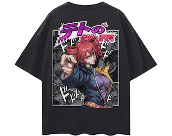 Vocaloid Kasane Teto x Jotaro Kujo JoJo's Bizarre Adventure Streetwear Loose Drop Shoulder T-Shirt