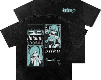 Vocaloid Hatsune Miku v2 Snow Washed Oversized Cotton T-Shirt