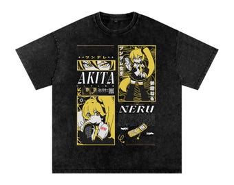 Vocaloid Akita Neru Snow Washed Oversized Cotton T-Shirt