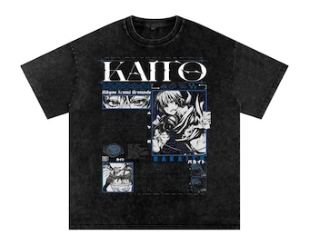 Vocaloid Kaito T-Shirt, Oversized Washed Cotton Graphic Tee