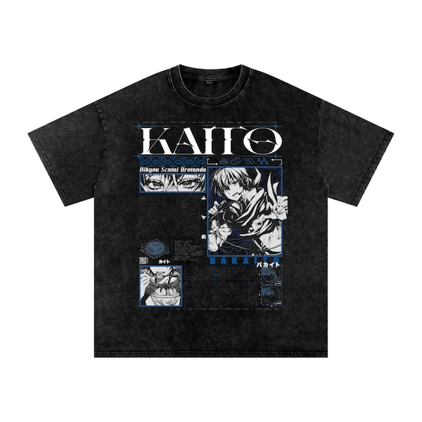 Camiseta Vocaloid Kaito, camiseta gráfica extragrande de algodón lavado