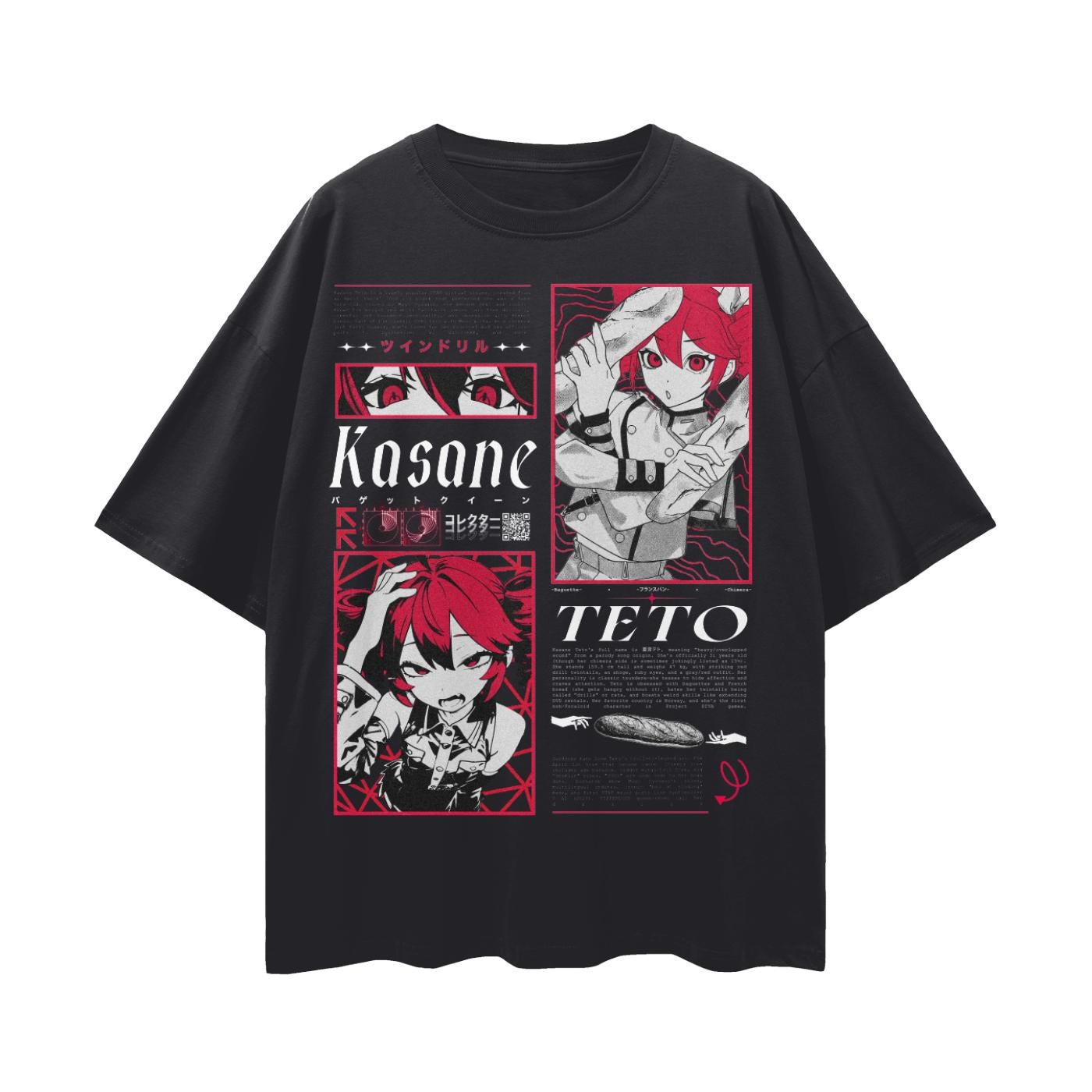 teto Tシャツ Vocaloid Kasane Teto V2 Streetwear Loose Drop Shoulder T-shirt - Etsy