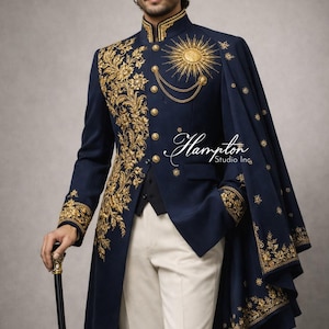 Luxury Embroidered Military Jacket, Aristocratic Royal Blazer, Handmade Gold Embroidery Coat, Wedding Groom Outfit, Designer Statement