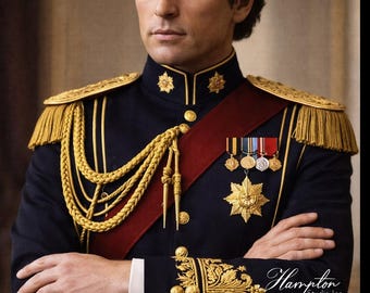 Mens Royal Military Suit, Groom Wedding Suit, Black Gold Embroidered Suit, Luxury Prince Outfit, Victorian Tuxedo, Baroque Blazer Men