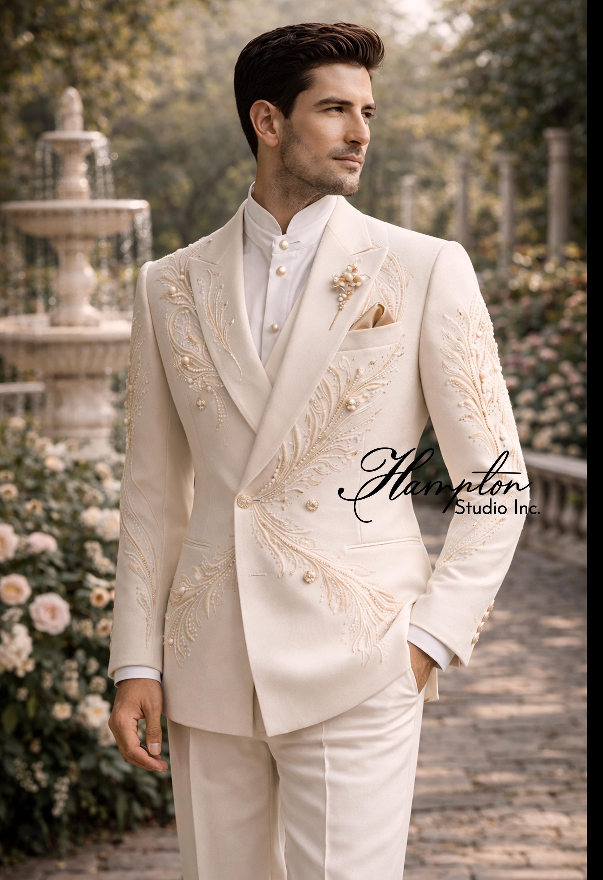 rose gold evening dress long sleeve Rose gold tuxedo bow tie set main image 0