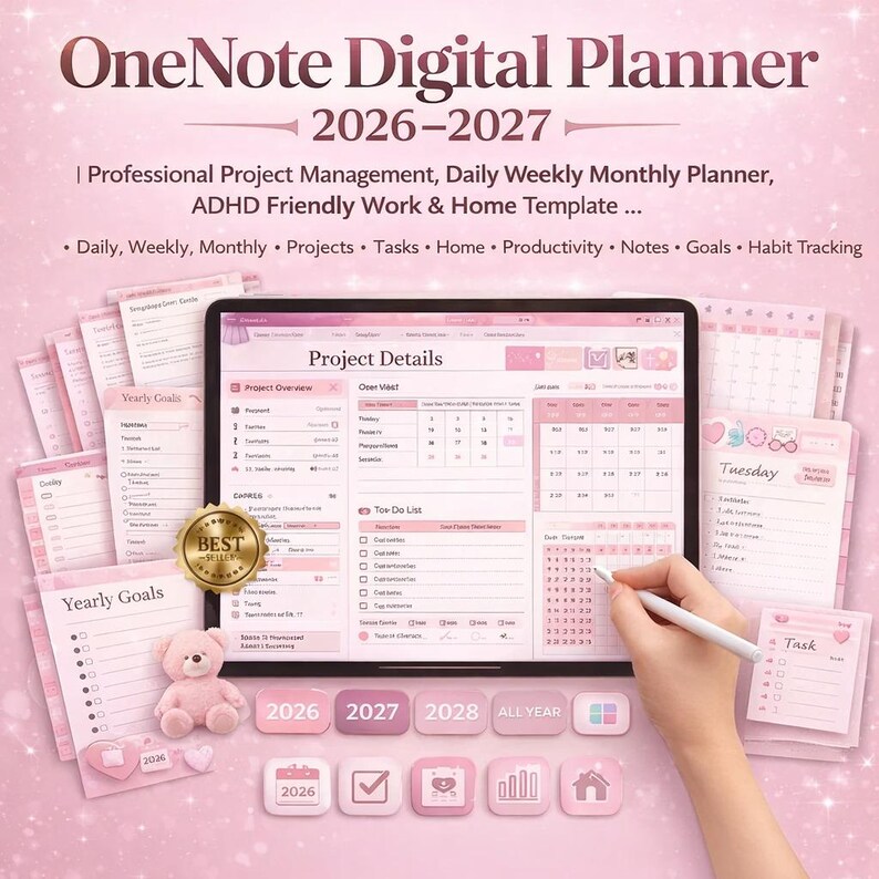 Onenote Work Week Template OneNote Digital Planner 2026–2027 | Professional Project Management ...