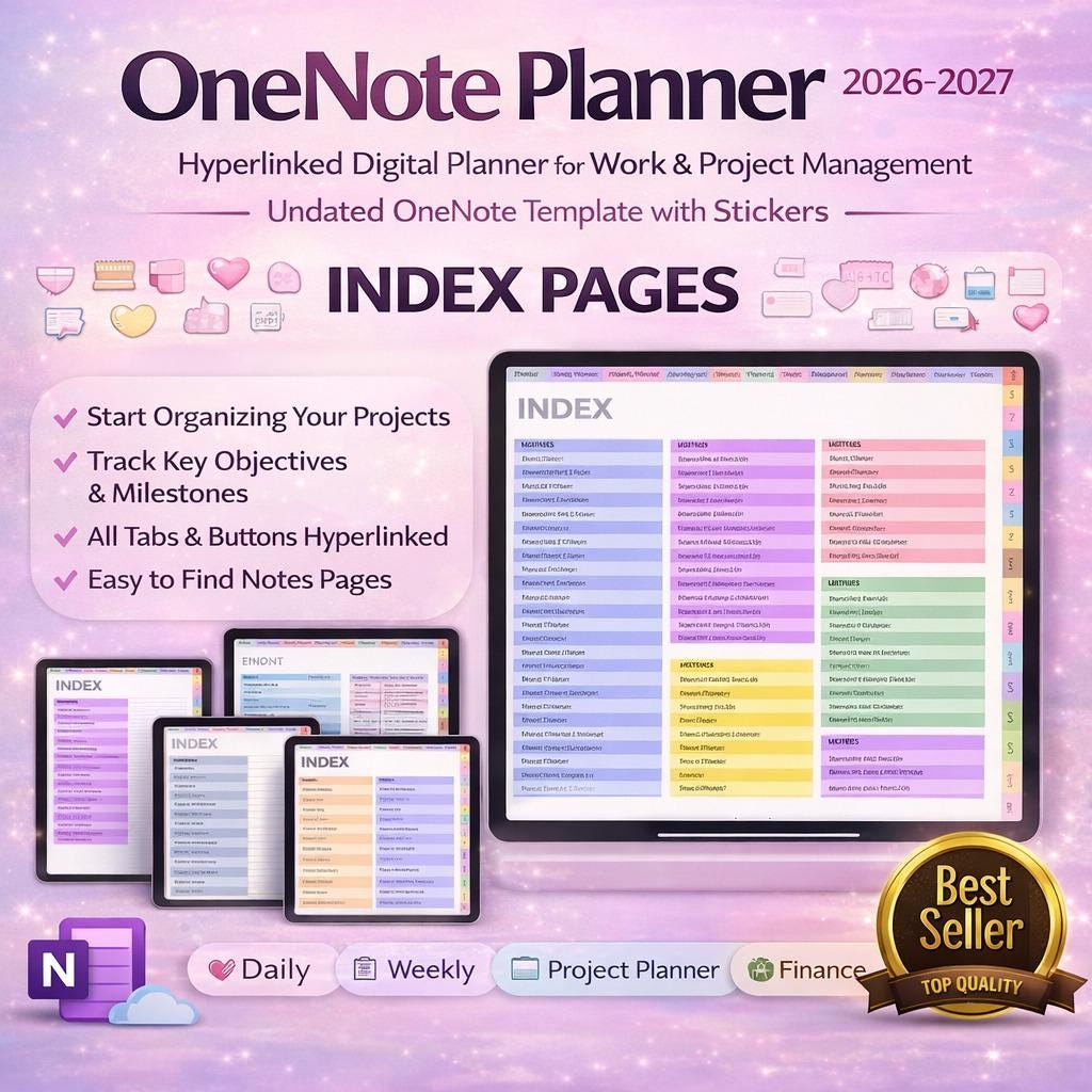 Onenote Work Week Template 2026 Onenote Digital Planner | Colorful ADHD Planner for Work | Daily ...