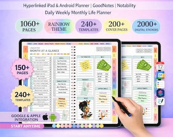 Planificador digital todo en uno 2026 / Planificador sin fecha con hipervínculos para iPad y Android / GoodNotes / Notability / Planificador diario, semanal y mensual
