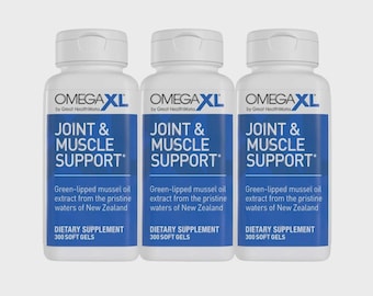 Paquete de 3 cápsulas Omega XL de 300 cápsulas - Suplemento Omega 3 de mejillón de labios verdes para el alivio de las articulaciones