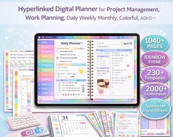 Planificador de OneNote 2026-2027, Planificador digital con hipervínculos, Planificador diario, semanal y mensual, Planificador de trabajo para personas con TDAH, Plantilla de gestión de proyectos