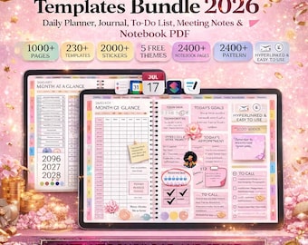 Planificador reMarkable 2 2026, paquete de plantillas, planificador digital con hipervínculos, agenda diaria, lista de tareas, cuaderno de notas de reuniones