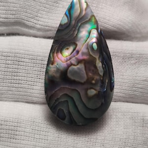 Iridescent Abalone Shell Cabochon – Teardrop Paua Gemstone, 35x18mm