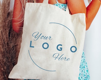 Custom Canvas Tote Bag, Personalized Logo Wholesale Bag, Bulk Trade Show Giveaway Gift, Business Event Promotional Product, Brand Logo Print