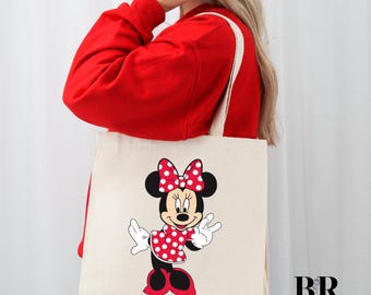 Minnie Mouse Disney Canvas Tote Bag, Disneyland Minnie Tote Bag, Disney Family Vacation Matching Tote Bag, Disney Group Trip Bag, Disney Bag